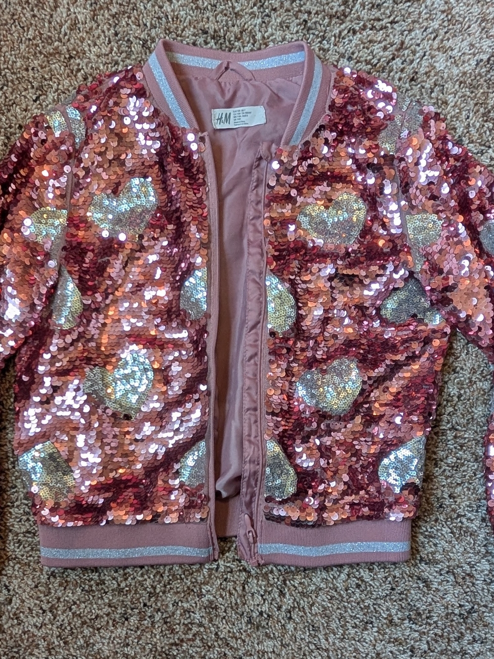 H&M Rose Pink Sequin Heart Jacket for Kids